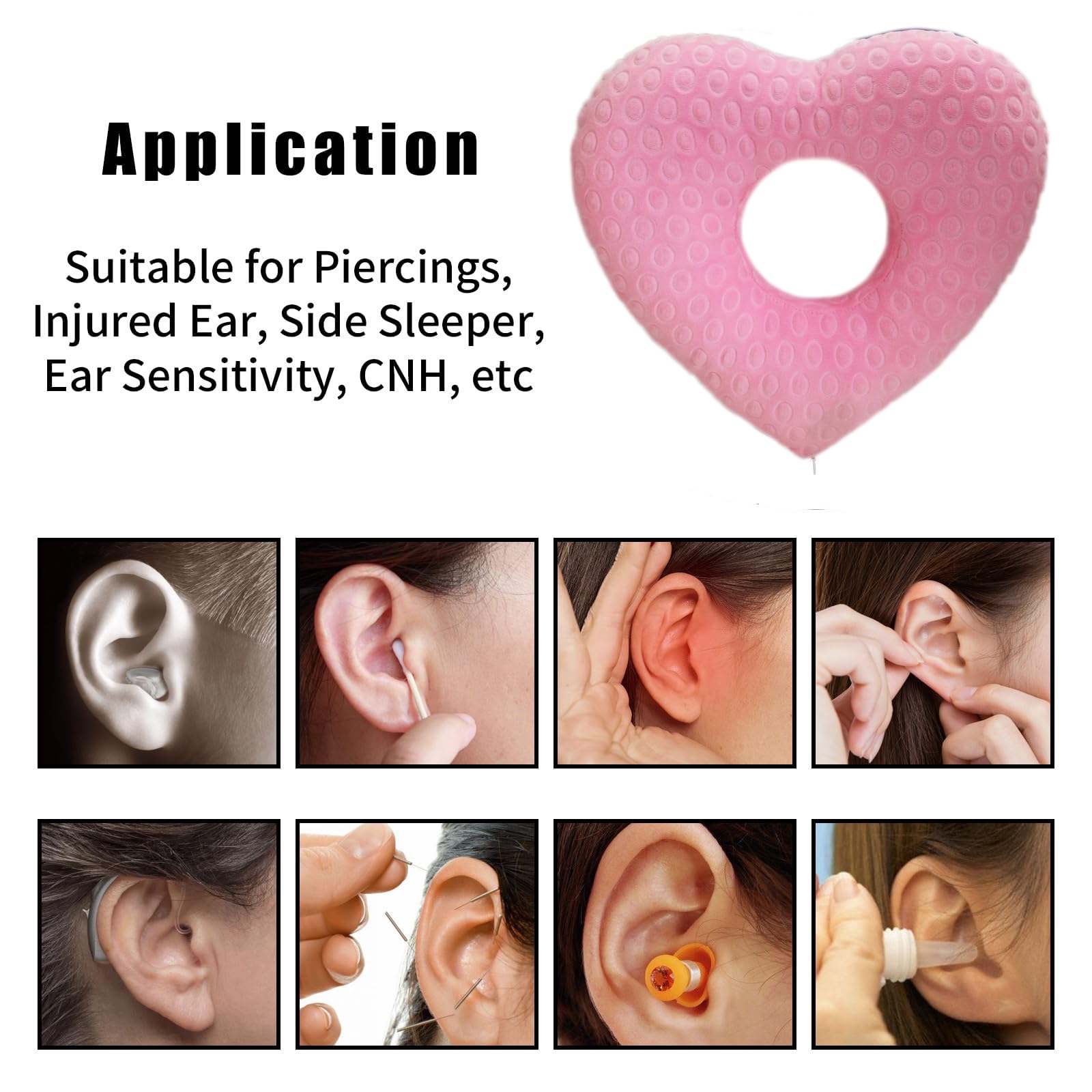 GZFQJJ Ear Piercing Pillow for Side Sleepers with an Ear Hole for CNH and Ear PainEar Inflammation Pressure Sores, Cotton Love Side Sleeping Pillow, Ear Guard Pillow (Pink)