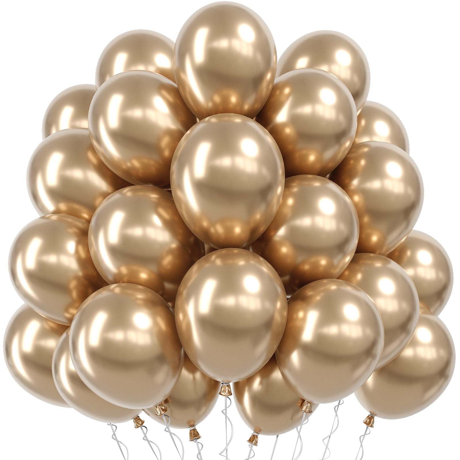Jobkoo Metallic Champagne Gold Balloons, 12 Inch Chrome Light Gold Balloon