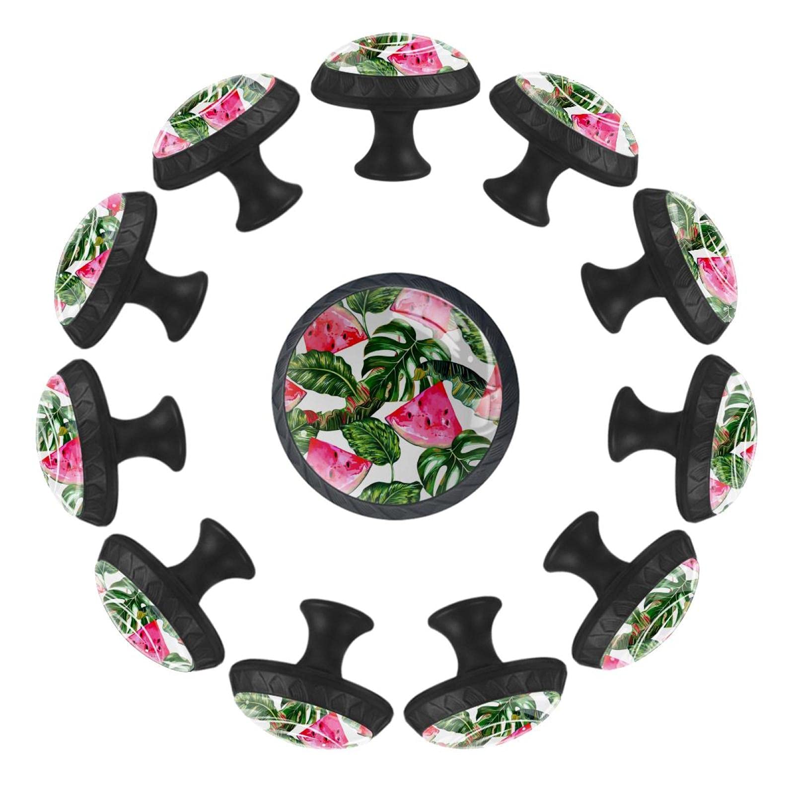Boutons de tiroir ronds pastèque et palmier 35mm pour commode de crèche x12