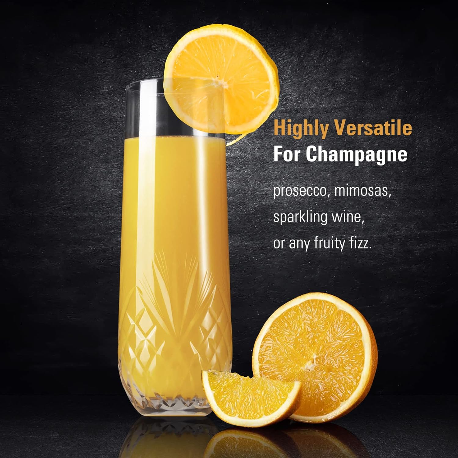 SHOSHIN Stemless Champagne Flutes, Hand Made, Set of 4, Toasting champagne glasses, Wedding Party Cocktail Cups, Wine Flute, Mimosa Glasses Set, Water Glasses, Highball Glass, 9.5oz - Image 4