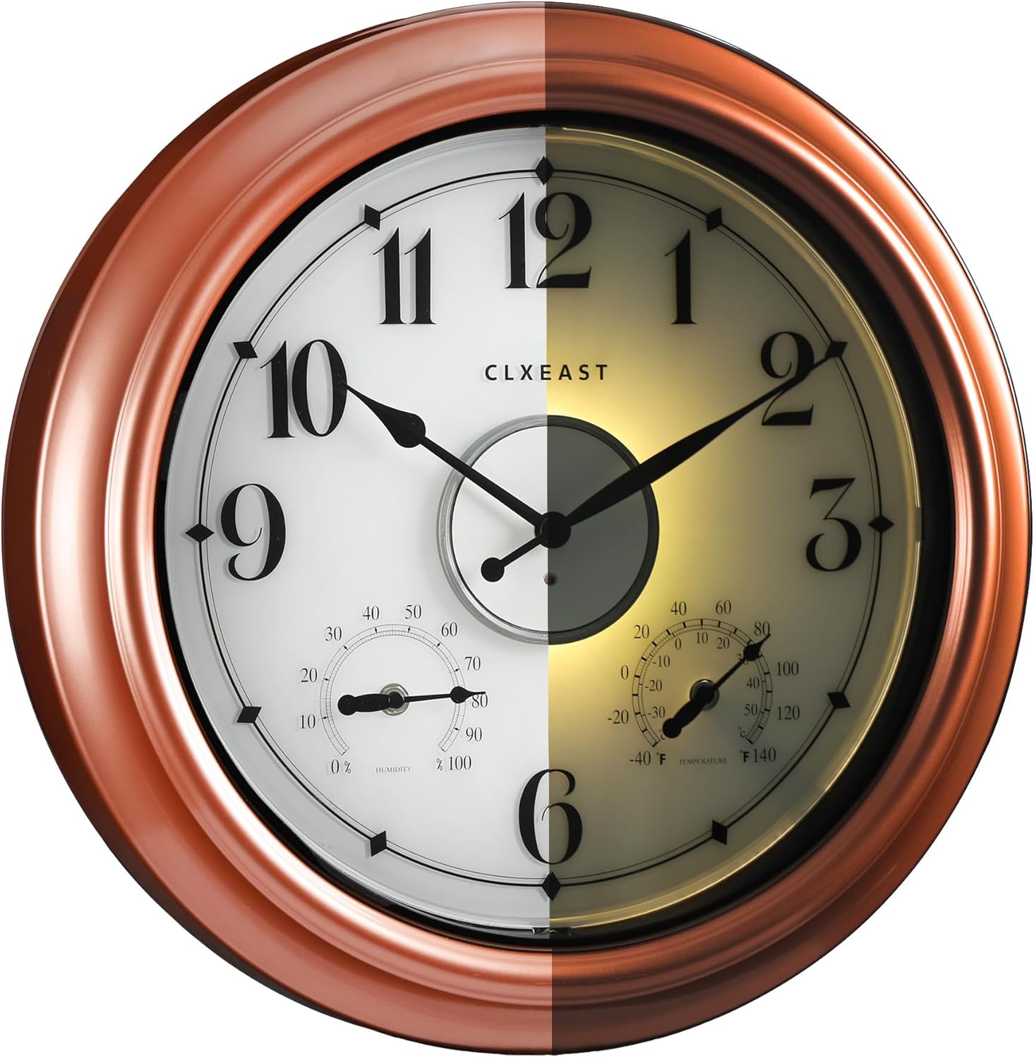 CLXEAST 18 Inch Illuminated Outdoor Clocks Waterproof with