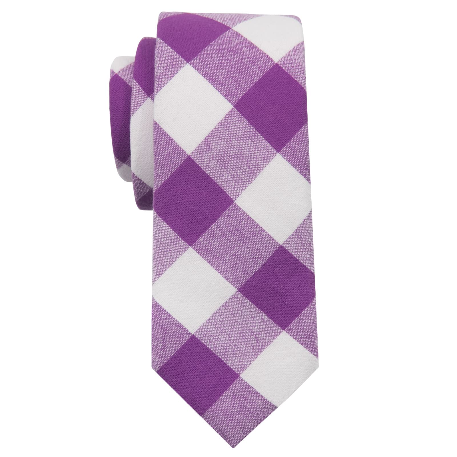 Mantieqingway Mens Skinny Ties,2.56" Cotton Neckties Striped Plaid Ties for Groom Groomsmen Wedding Party Christmas