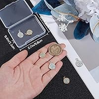 Vista 43 de Beebeecraft 5Pcs/Box Evil Eye Charms 18K Gold Plated Brass Flat Round with Blue Cubic Zirconia Turkish Evil Eye Pendants Jewelry Making Findings for