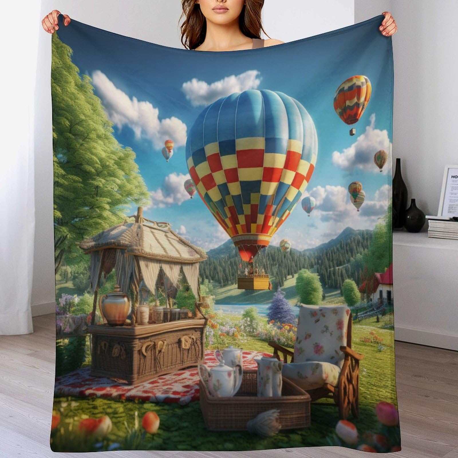 Couverture montgolfière respirante contre les allergies de lit et canapé