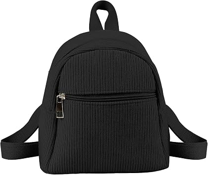 Corduroy Small Backpack, Stylish Mini Backpack Purse Small Backpacks for Women, Cute Backpack for Travel, Shopping black