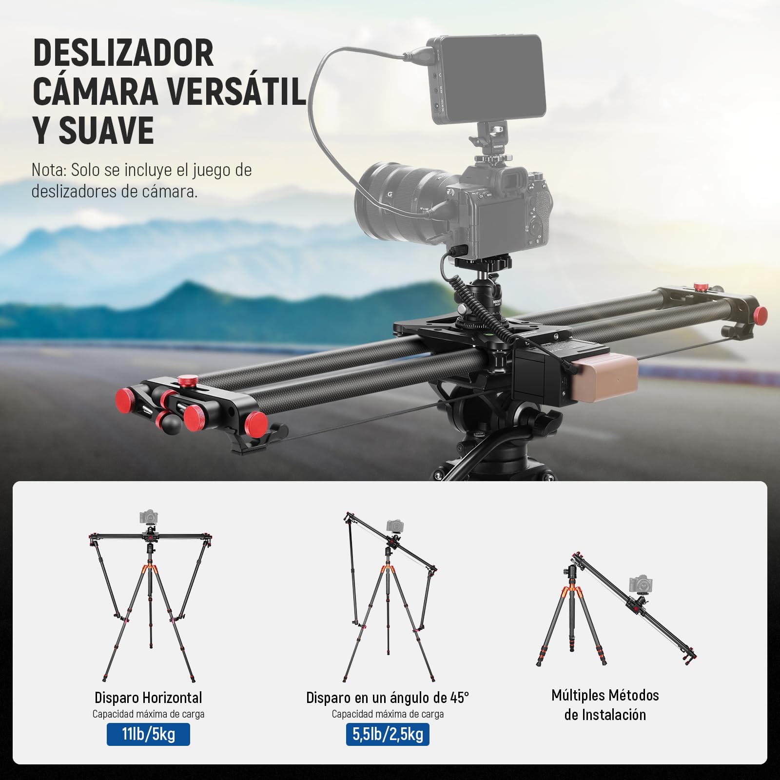 NEEWER Deslizador de cámara motorizado de 80 cm, Deslizador de riel de Fibra de Carbono DSLR con Control de aplicación, batería F750 de 4400 mAh para fotografía de lapso de Tiempo, soporta Modo de