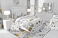 Vista 9 de Feelyou Juego de edredón de construcción, tamaño individual, para niños, con dibujos animados, carro, excavadora, tractor, equipo de edredón