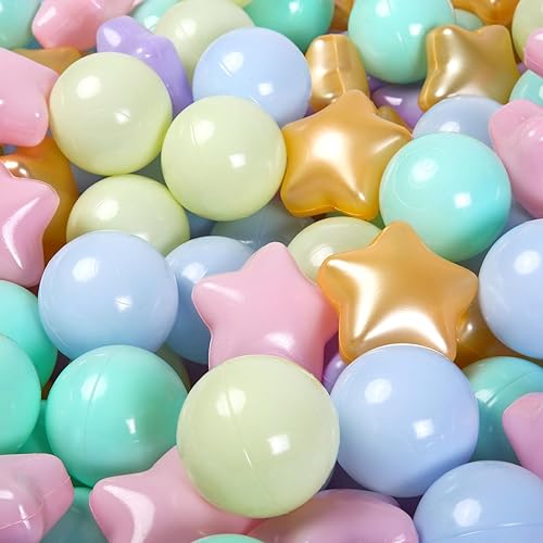 Miniatura 2 de Pelotas de estrella para niños pequeños, 100 unidades, estrellas de macarrón, sin ftalatos, no tóxicas, a prueba de aplastamiento, tienda de