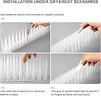 Vista 5 de OFFO Bird Spikes Pigeon Outdoor Spikes for Cat Keep Birds Raccoon Woodpecker Away Covers 2.6 Feet(0.8m), Frosted White