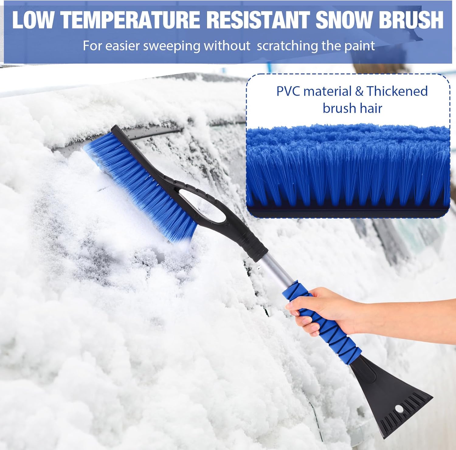 Gisafai 10 Pack 27" Snow Brush and Detachable Ice Scraper Snow Removal Car Brush with Comfortable Foam Grip for Car SUV Truck Windshield Window (Blue)
