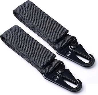 CamGO Tactical Belt Hanging Carabiners Hook Nylon Webbing Buckle Strap Clip for MOLLE Backpack, Pack of 2