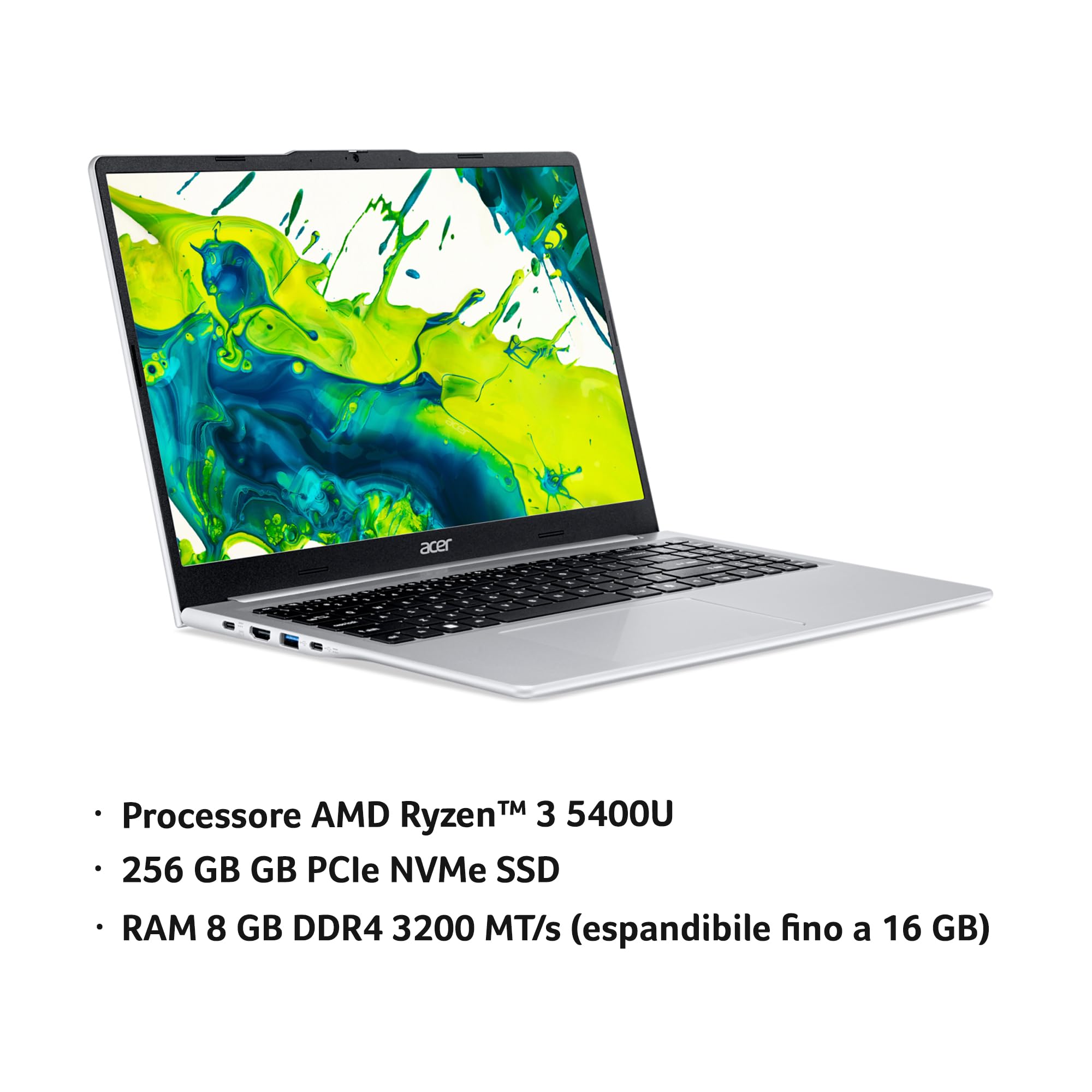 Acer Aspire Lite 15 | PC Portatile | 15.6" | Ryzen 3 | 8GB | 256GB