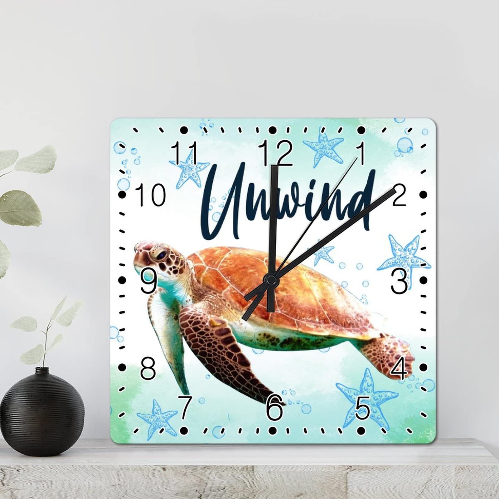 Horloge murale tortue de l'océan de 30,5 cm pour salon et chambre