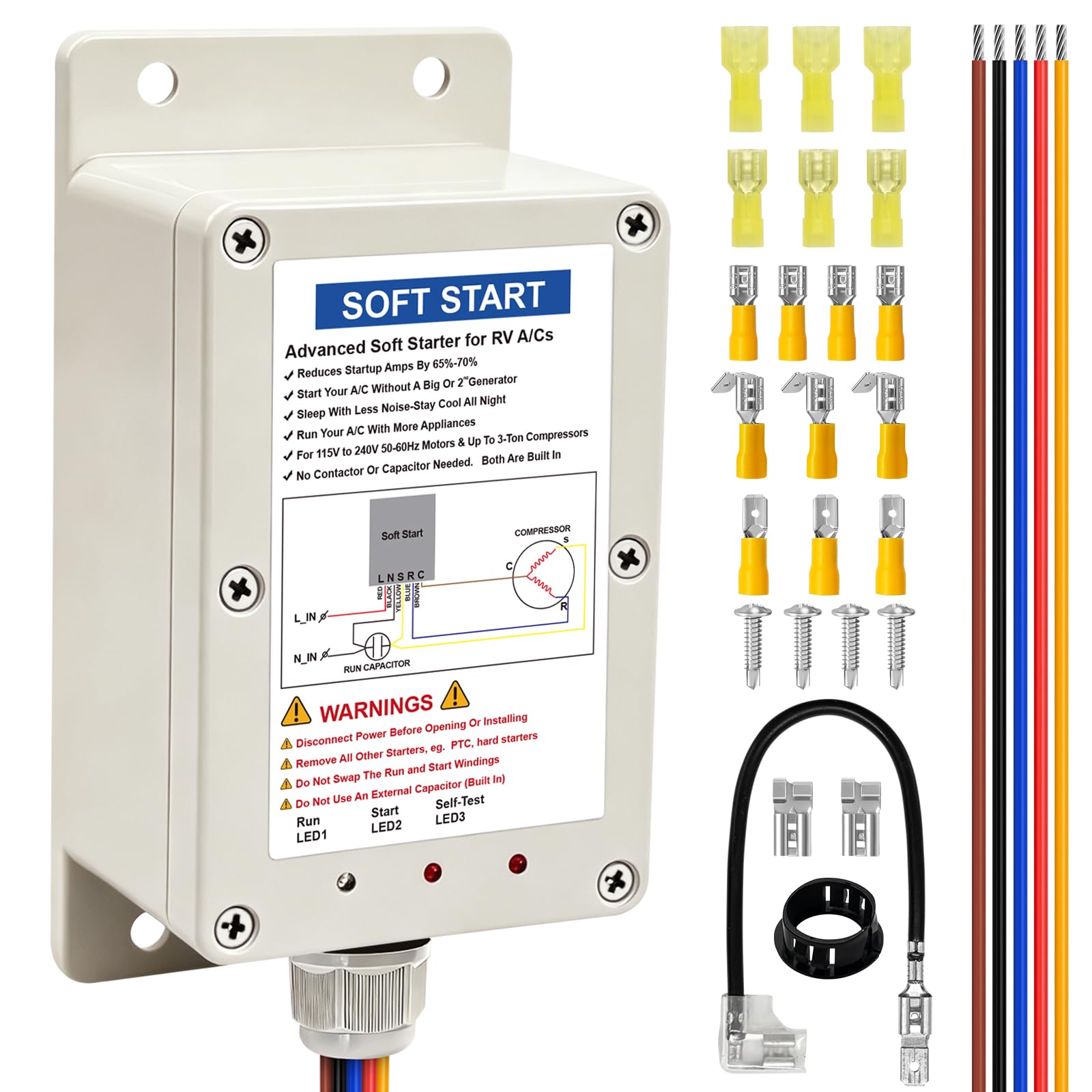 Photo 1 of RV AC Soft Start Kit for RV 1.75-3.5 Ton Air Conditioners 115V-240V Air conditioning soft start Compatible with Small Generator, RV Inverter Trailer Camper Easy an Start Electrical 60 Hz Waterproof