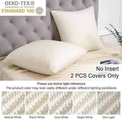 Miniatura 9 de PHF Minky - Funda de almohada de lunares de 20 x 20 pulgadas, paquete de 2 fundas de cojín de terciopelo real de burbujas de Minky suave, acogedora,