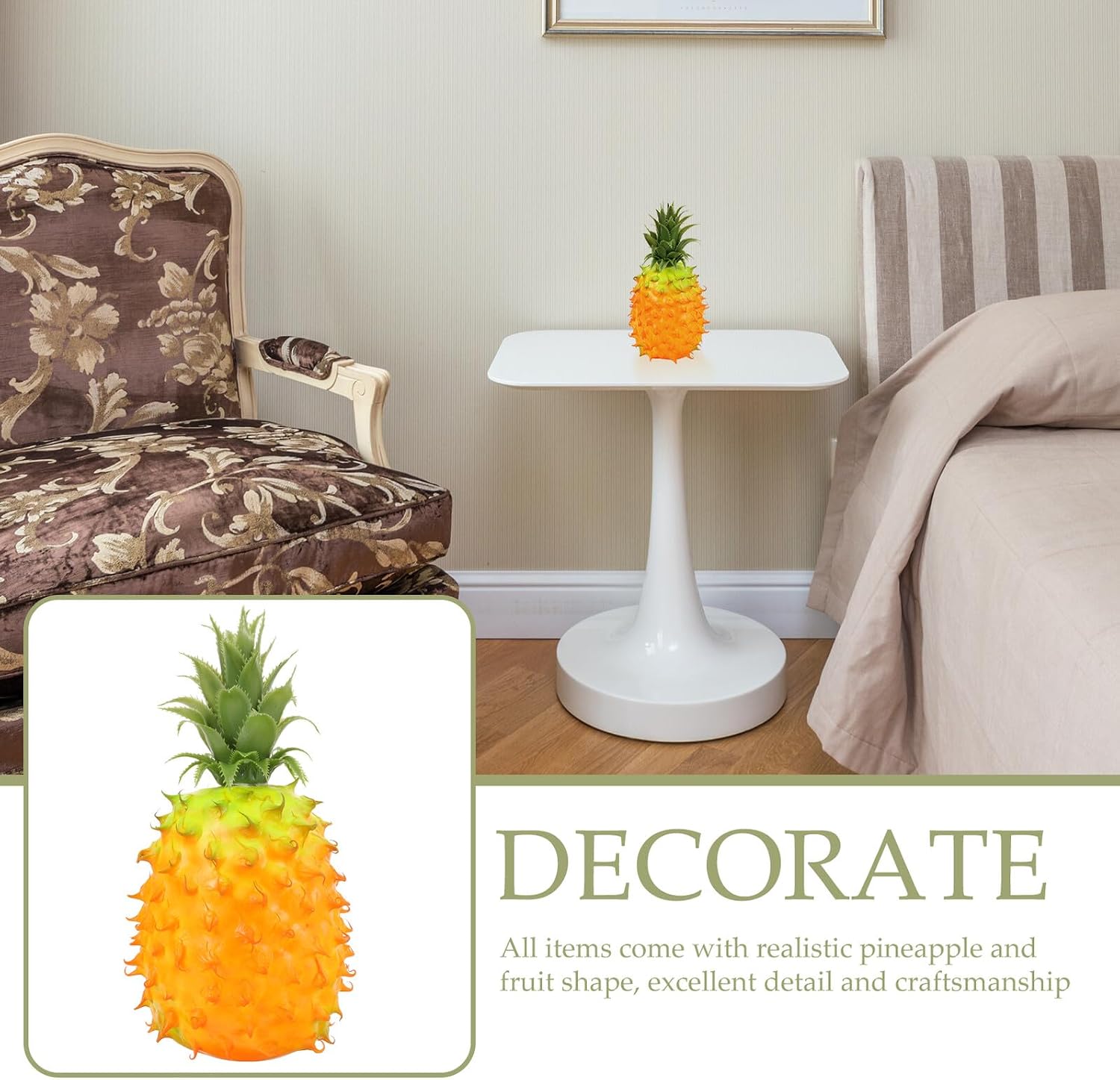 DOITOOL Lifelike Artificial Pineapple Fruit Decoration Oversized Foam Simulated Fruit Model Realistic Fake Pineapple Prop for Home Cabinet Party Photography