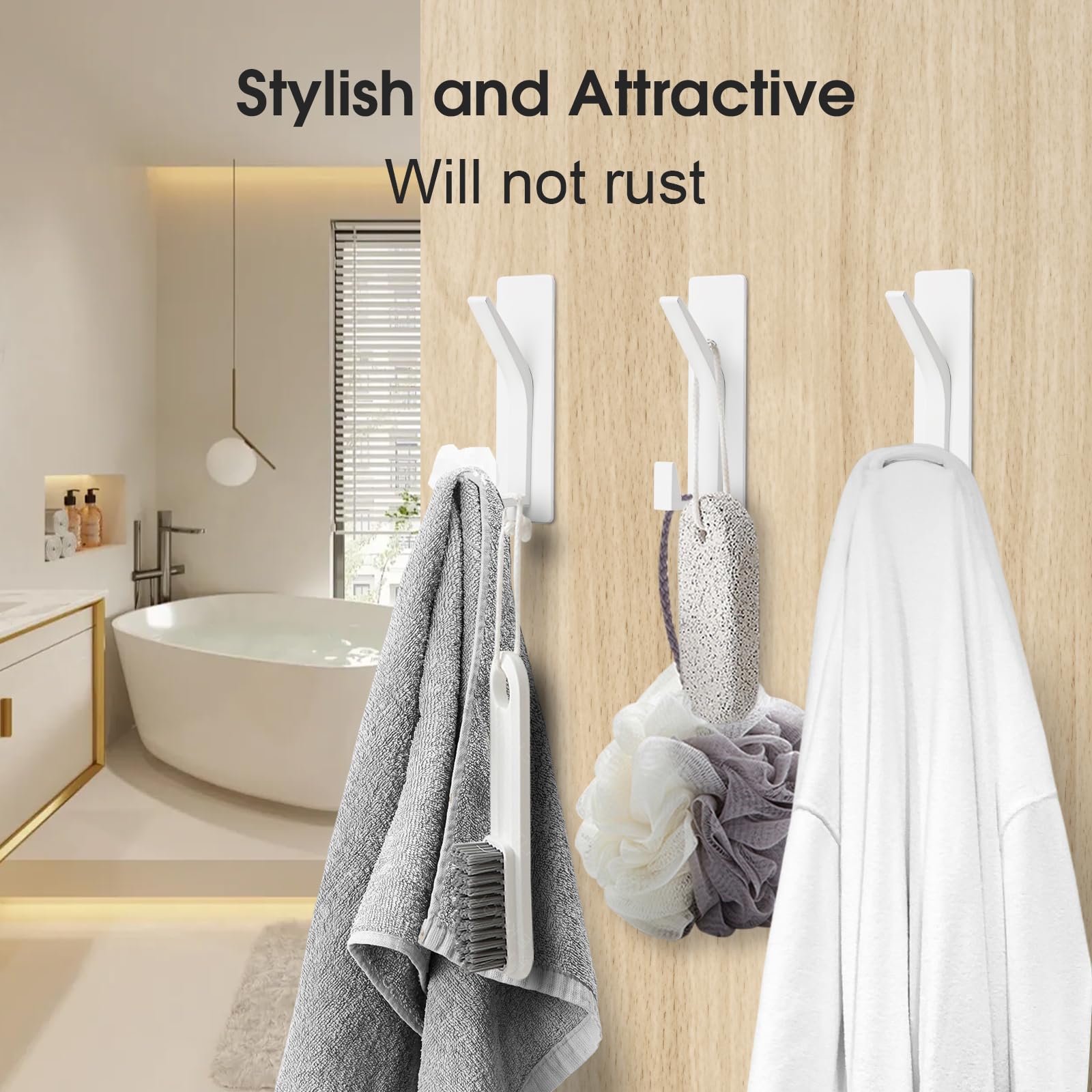 AUXHCYL Ganchos Adhesivos para Pared, 4 Pcs Gancho pared Adhesivo Resistentes para 6 kg, Colgador Adhesivo para Toallas, Abrigos, Sombreros y Bolsos en Baño, Cocina y Ducha (Blanco)