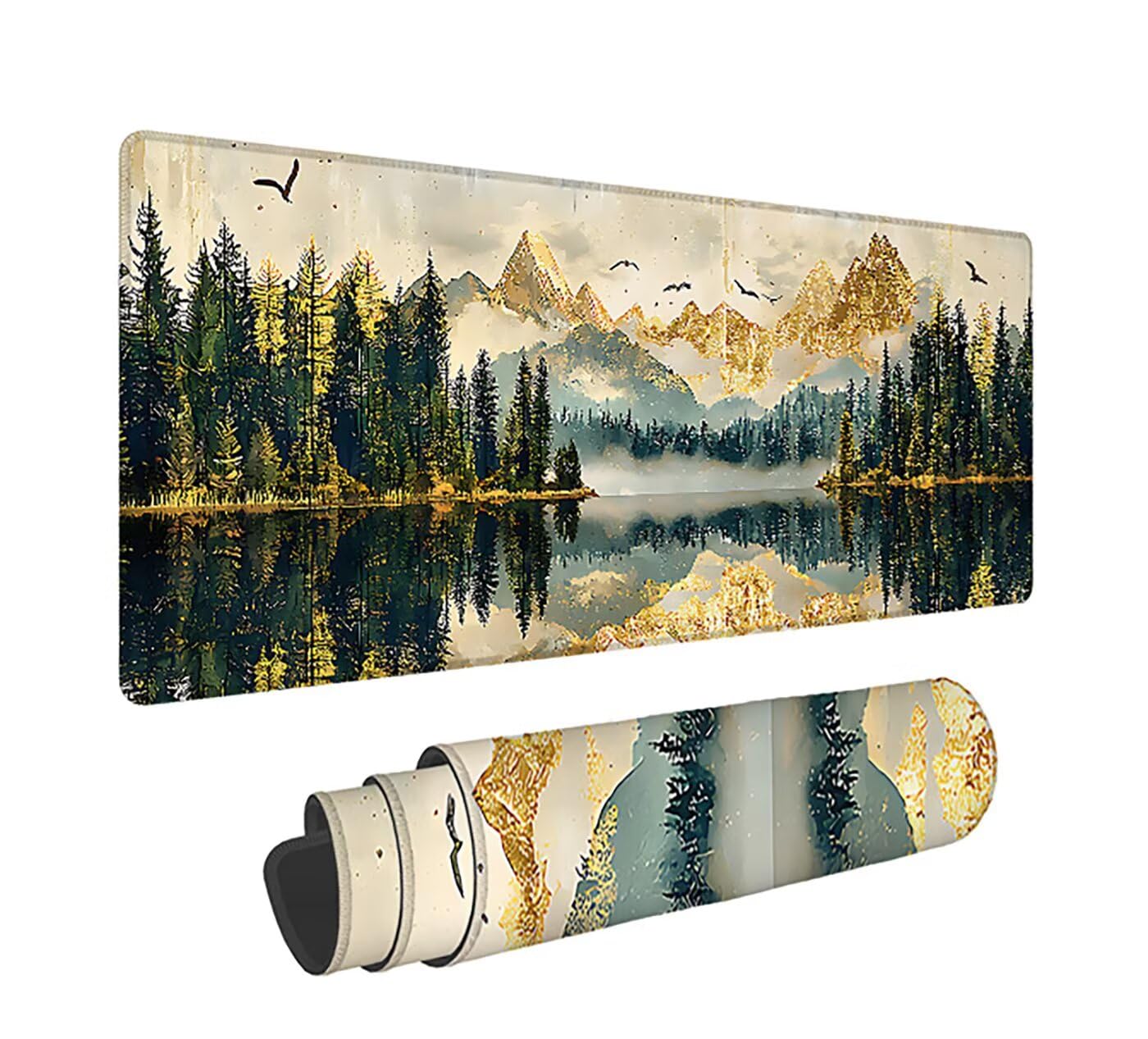 Podkładka pod mysz XXL, góry, duża podkładka pod mysz dla graczy, 1600 x 800 x 3 mm, krajobraz, podkładka pod mysz ze szwami na krawędziach, ponadwymiarowa, antypoślizgowa gumowa podkładka, idealna