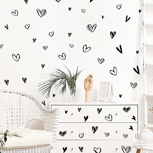 Miniatura 2 de Calcomanías de pared de arco iris bohemio para dormitorio de niñas, calcomanías de pared de nube de corazón de arco iris, decoración de pared de