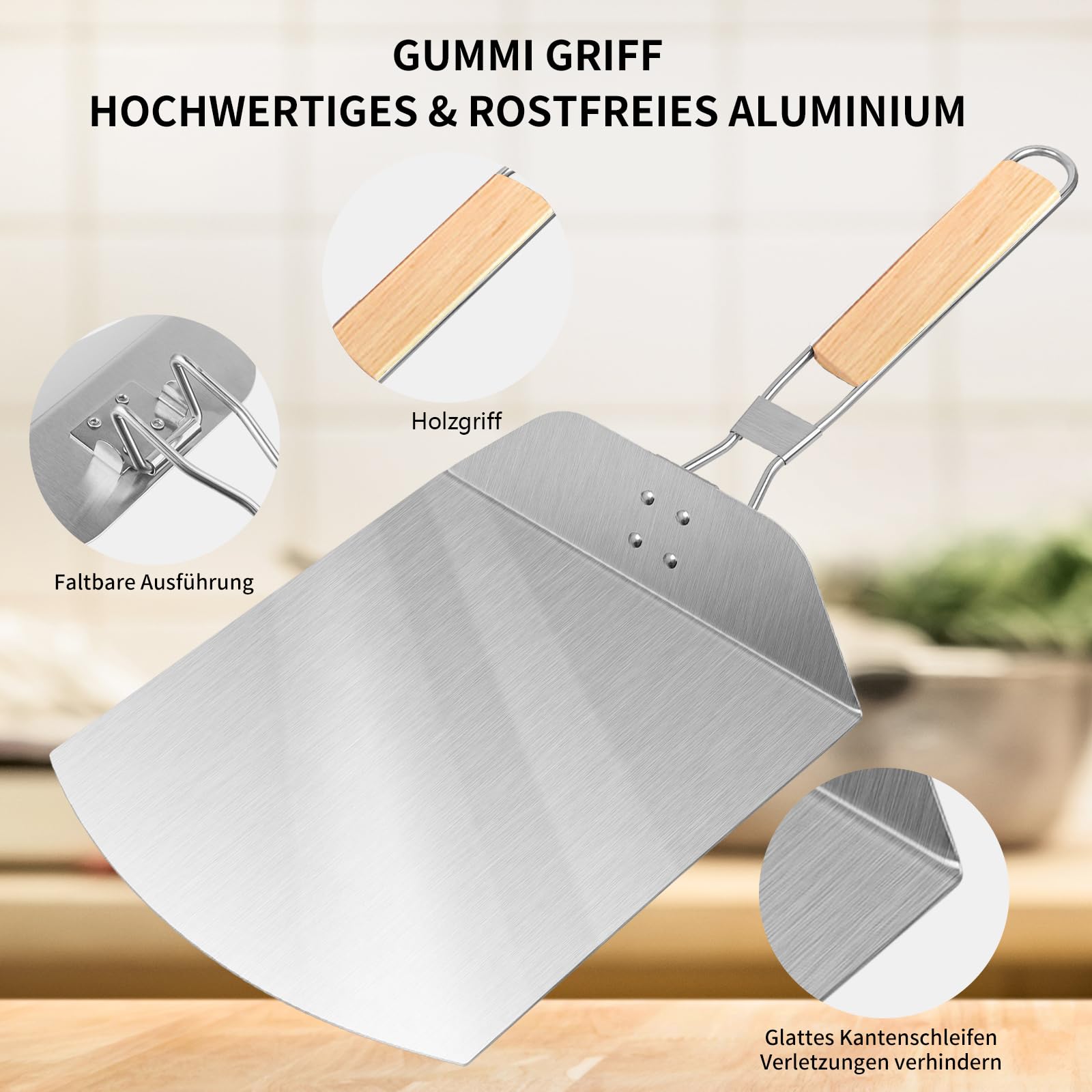 Pala Per Pizza In Acciaio Inox - Grande, Con Manico Pieghevole, Per Forno E Barbecue - Foto 10