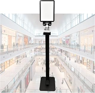 Mall No Touch Hand Sanitizer Dispenser, Floor Standing Adjustable Sanitizer Station with Sign Board, for Porch/Supermarket/Inside Elevator(1pc)