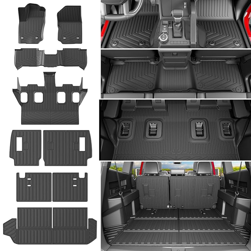 Kit de forros e tapetes para porta-malas Toyota 4Runner 2025 e 2026, 7 lugares, em TPE, powoq, 4 peças