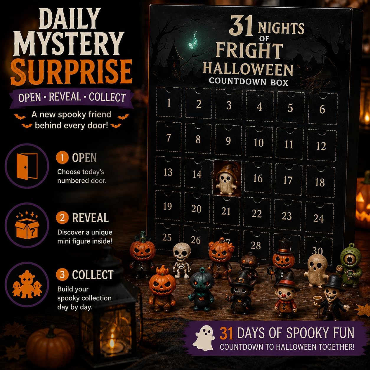 Halloween Advent Calendar 2026, Spooky Mini Collectible Figures (31 Days)