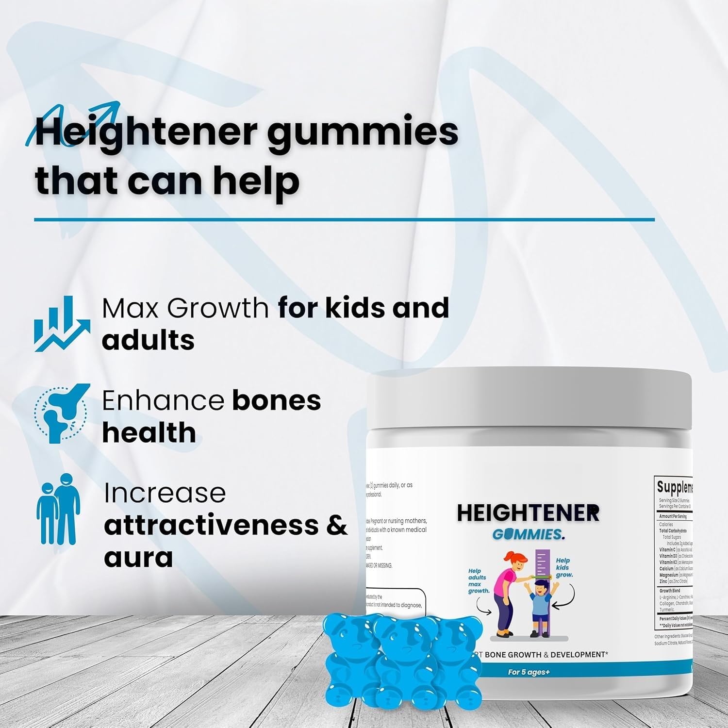 Generico Integratore Naturale per la Crescita in Altezza per Bambini, Adolescenti e Adulti per Aumentare la Forza delle Ossa e Crescere di Più