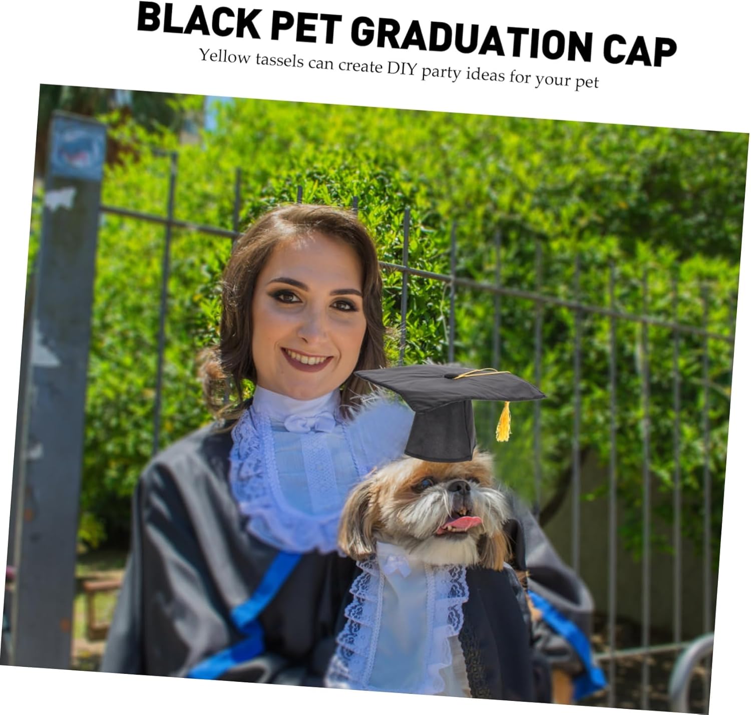 TEHAUX Dog Graduation Hat with Tassel Adjustable Pet Graduation Cap for Dogs and Cats DIY Creative Party Headgear Cloth Material 6.49 X 6.29 X 3.54 Inches - Image 2