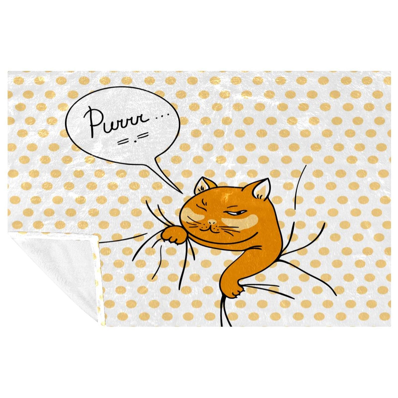 Couverture douce et chaude motif chat orange plaid thermique pour lit et camping