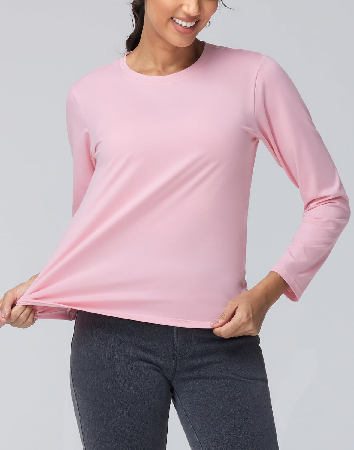 THE GYM PEOPLE Women's Long Sleeve Soft Workout Shirts Basic Crewneck UPF 50+ Sun Lightweight Fall Athletic Running Tops - Image 4