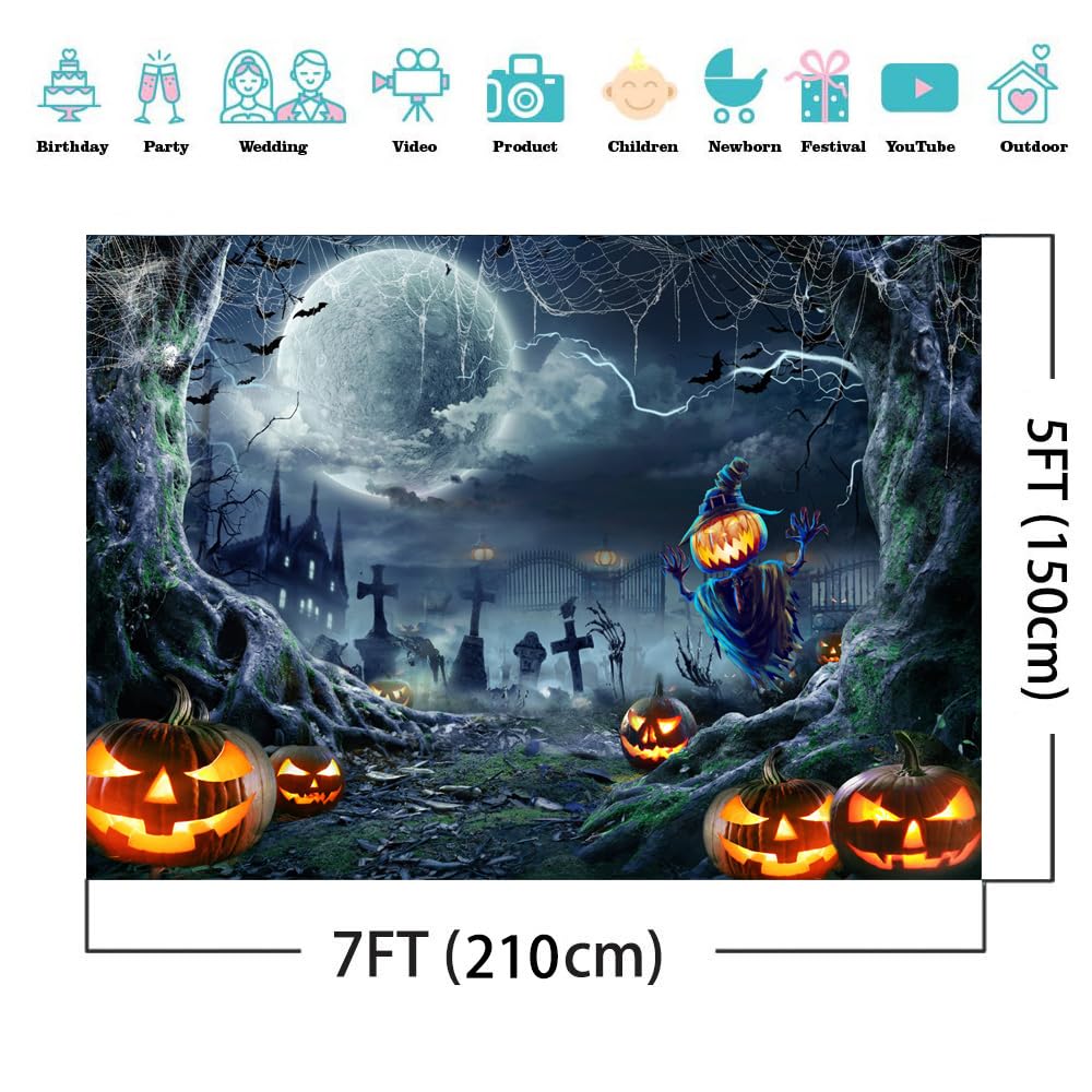 Amazon | AIIKES 7 x 5フィート ハロウィン背景 写真撮影用 ホラー 月