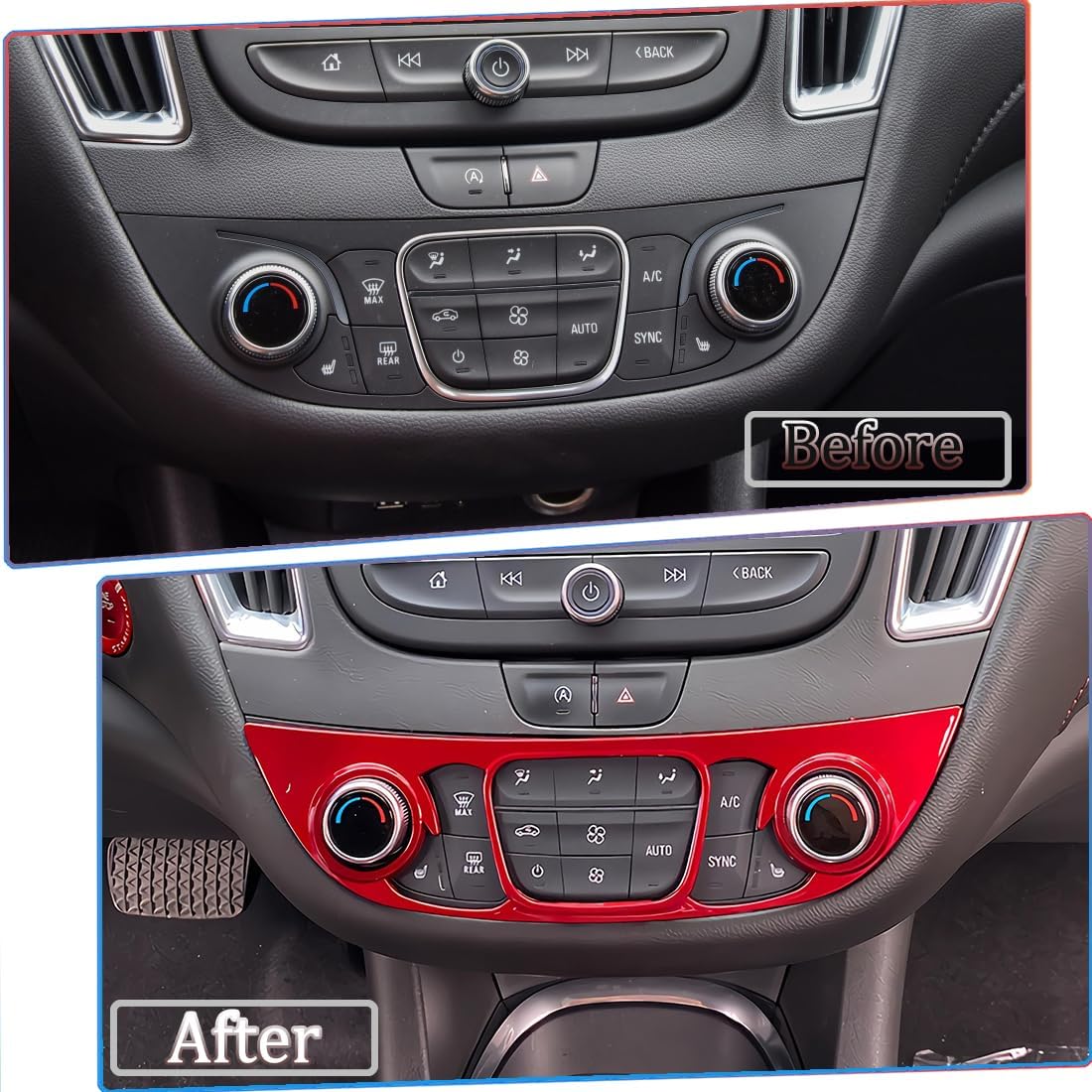 Center Contro A/C Vent Frame Trim, for Chevrolet Malibu 2016 2017 2018 2019 2020 2021 2022 2023 2024 - ABS Wine Red Sport Interior Trim Full Set Accessories