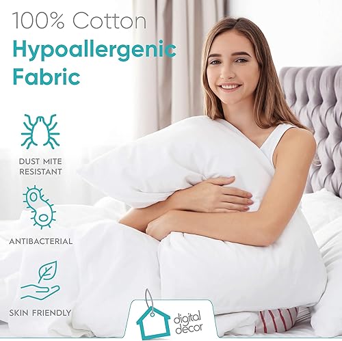 Miniatura 5 de Almohada de fibra en racimo, juego de dos almohadas alternativas de plumón blanco, paquete de 2 unidades, relleno de poliéster hipoalergénico, suave