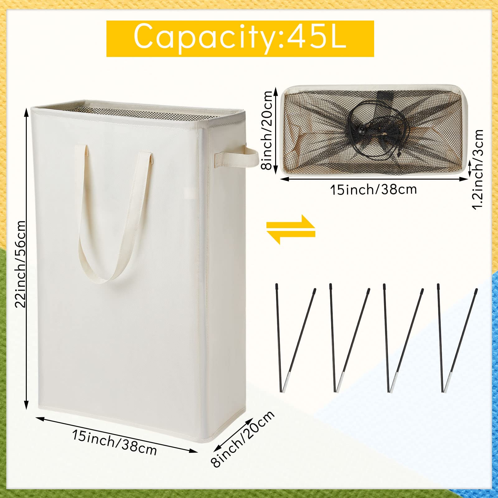 Panier à Linge Pliable 2 En 1 - 100L Capacité - Tissu Anti-poussière - 50x40x50cm - Pour Rangement