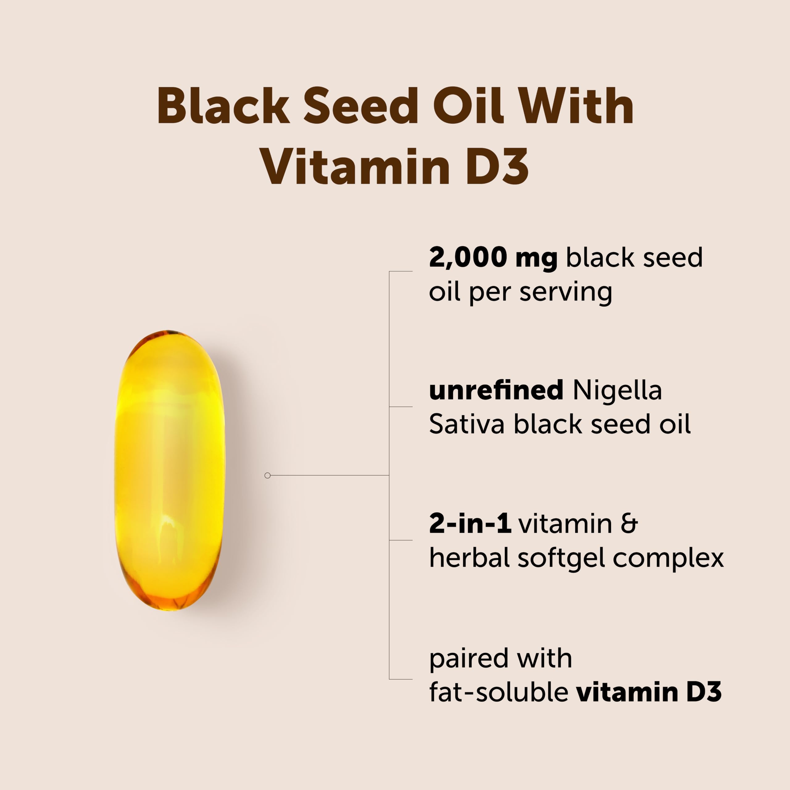 Micro Ingredients Black Seed Oil with Vitamin D3 1000 IU, 240 Softgels | 2,000 mg Black Seed Oil Per Serving | Nigella Sativa Oil | 2-in-1 Unrefined Seed Oil Formula | Non-GMO, cGMP Manufactured — Amazon image 3