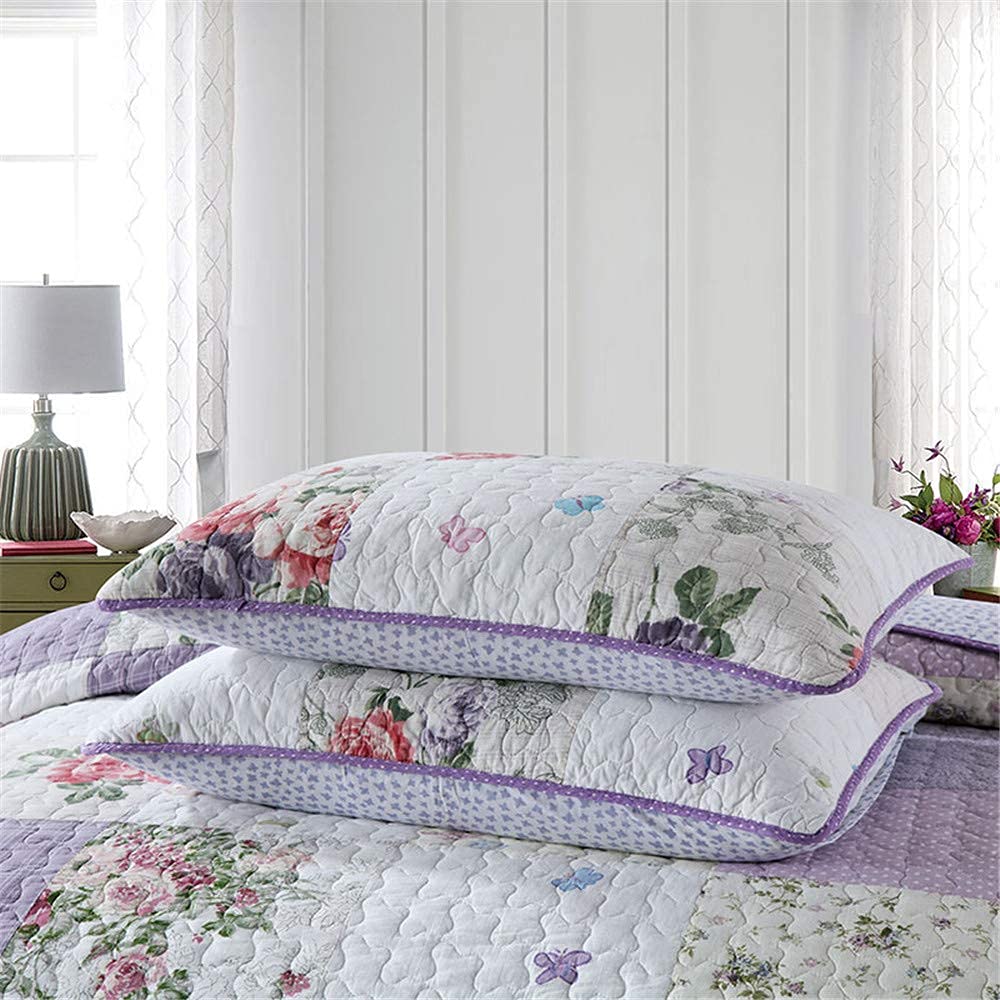 Colcha Patchwork para Cama 150 O 180, Edredón Morado Algodon, Patchwork Reversible para Matrimonio Verano King Size,