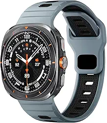 Pulseira esportiva para Samsung Galaxy Watch Ultra, de silicone macio, à prova d'água, pulseira de substituição para Galaxy Ultra Watch de 47 mm, dois tons para homens