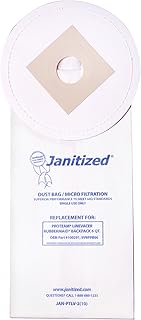 Janitized JAN-PTLV-2(10) Premium Replacement Commercial Vacuum Paper Bag for ProTeam LineVacer, Rubbermaid 9VBP06 Vacuum Cleaners, OEM#100291, 9VBPPB06 (Pack of 10)