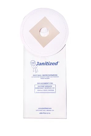 Janitized JAN-PTLV-210 Paper Premium استبدال الفراغ التجاري لـ ProTeam LineVacer & Rubbermaid 9VBP06 Backpack 6Qt مكنسة كهربائية 10-10 حزم