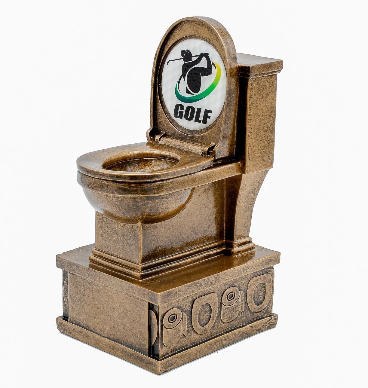 Decade Awards Action Pedestal Gold Toilet Bowl Trophy with Optional Inserts - Custom Engraved Plate On Request (7 Inch Tall)