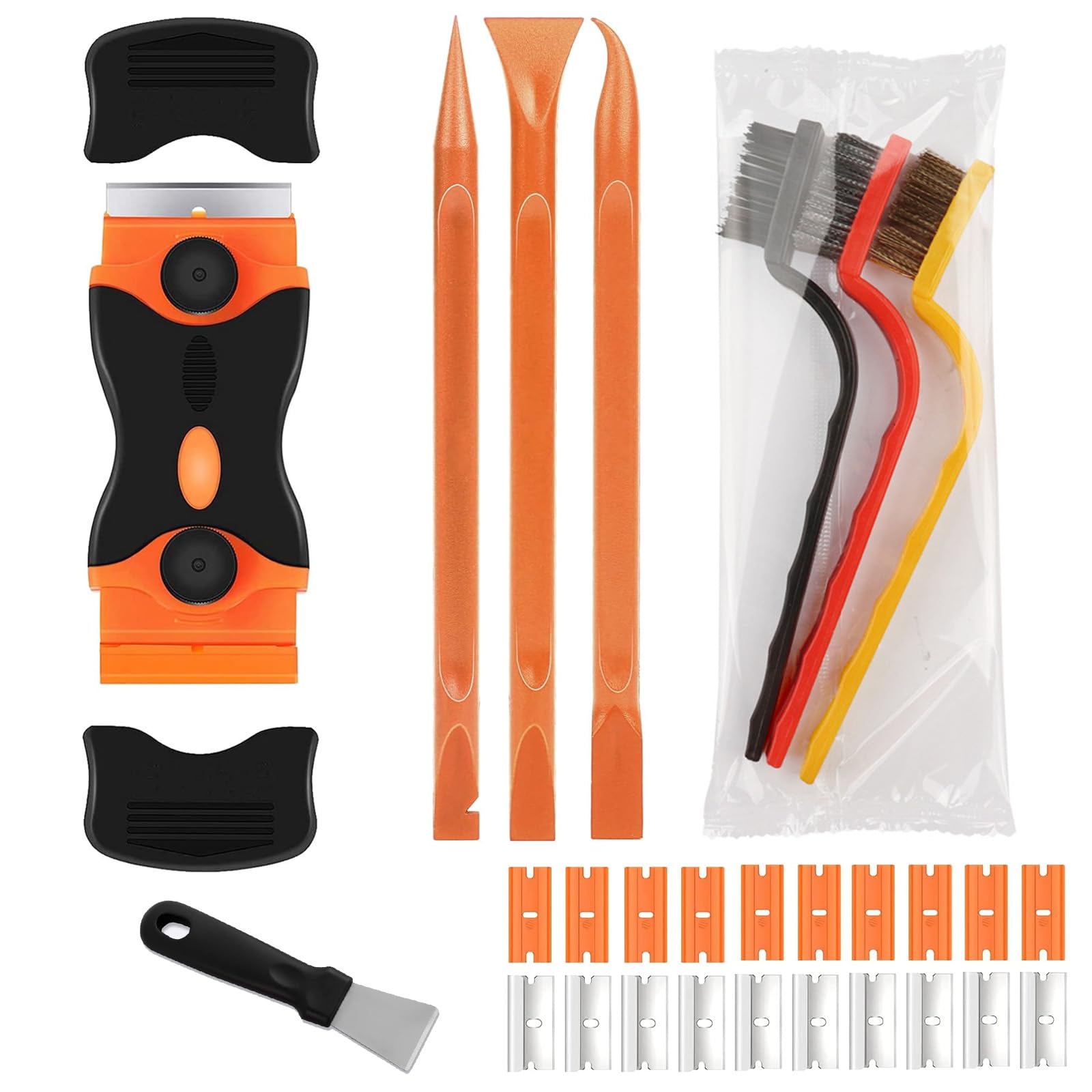 18Pcs Window Scraper Tool Set, Double Edged Glass Scraper, Scraper Tool Non Scratch for Window, Ceramic Hob, Oven, Cooktop, Sticker or Paint Removal
