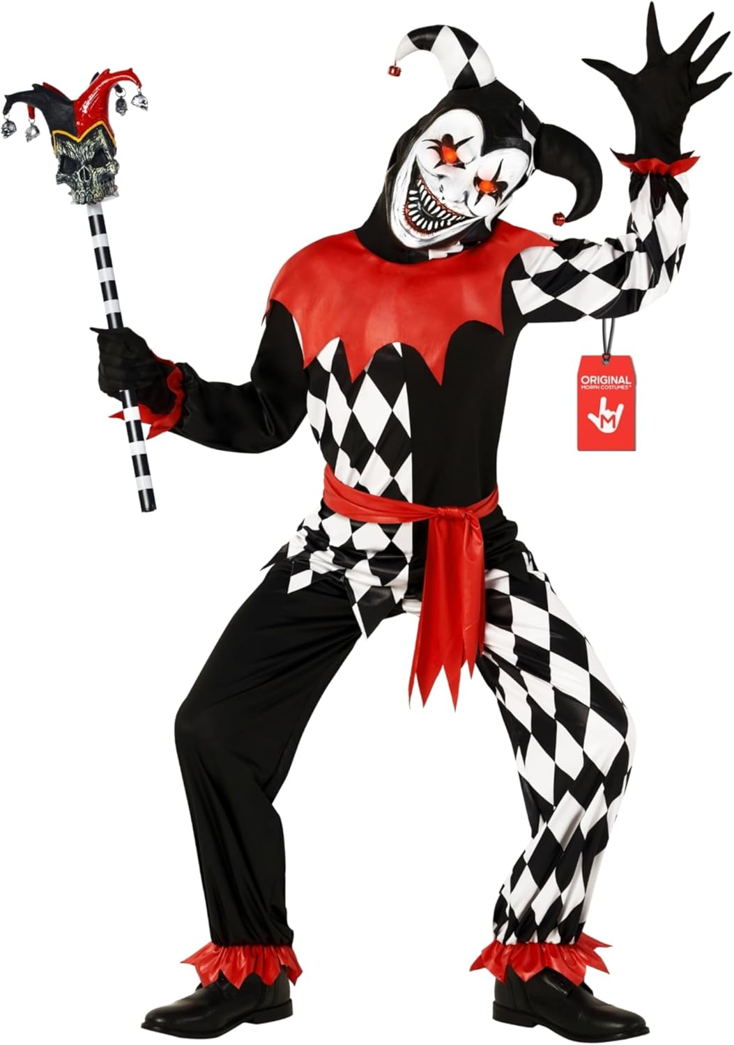 Morph Light Up Mask Kids Jester Costume Evil Clown Scary Halloween Outfit for Boys and Girls