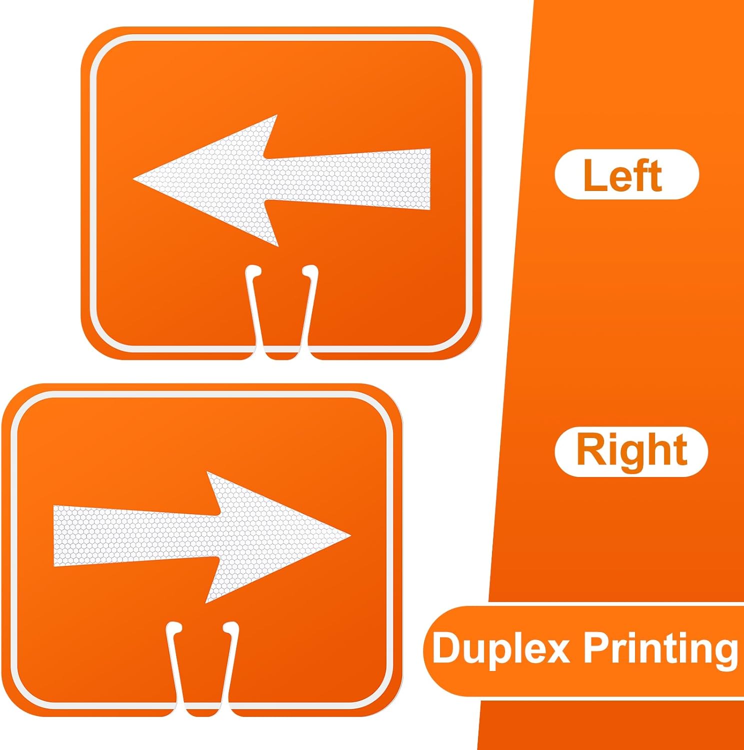 Geetery 6 Pcs 10.4" x 12.6" Reversible Traffic Cone Signs with High Intensity Reflective Arrows, Left and Right Directional Warning Cones for Road Construction, Parking Lot, Barricade