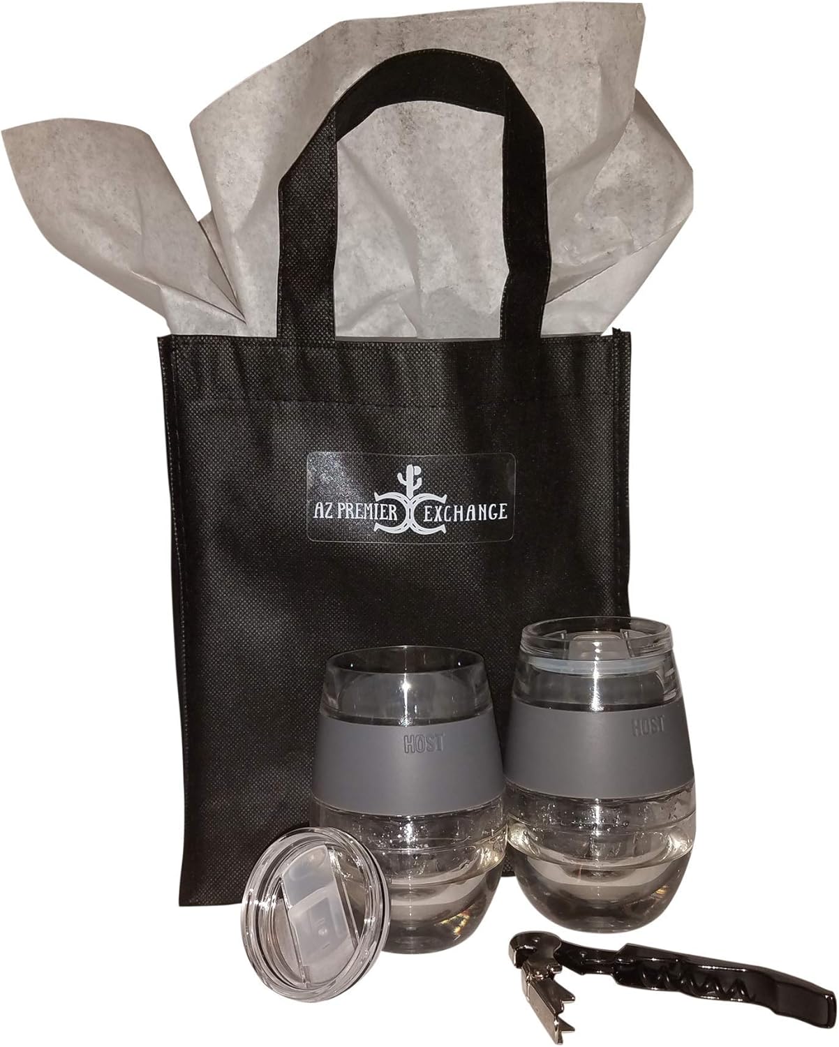 Wine glass gift set includes 2 stemless PBA free plastic