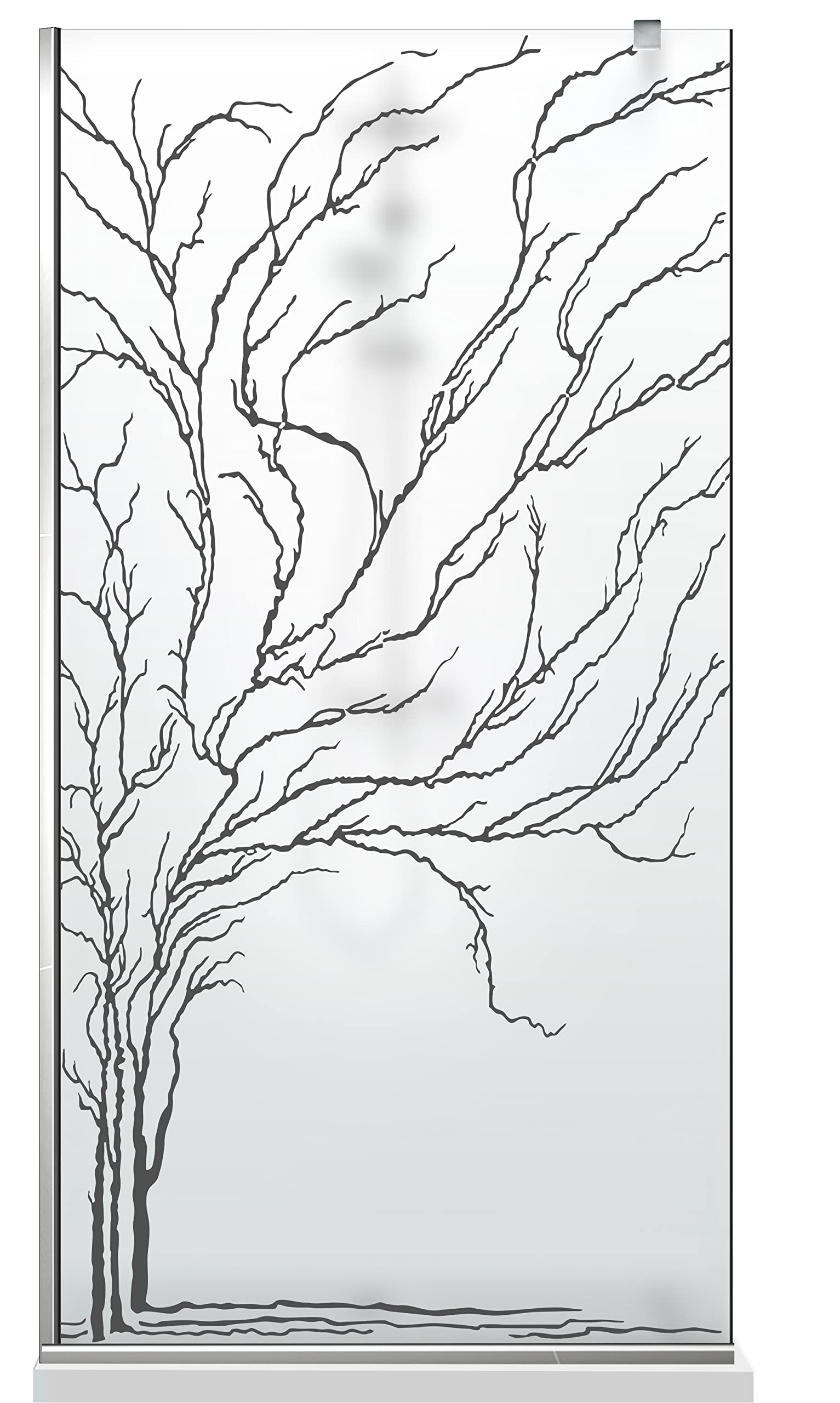 Aqua Roy Modell INOX Baum 100 cm ab 70/80/90/100/110/120 Walk in Duschabtrennung satinierte Glasscheibe 8 mm dunkelgrau Nano beschichtet sandgestrahltes Muster Edelstahl (100x195 cm)