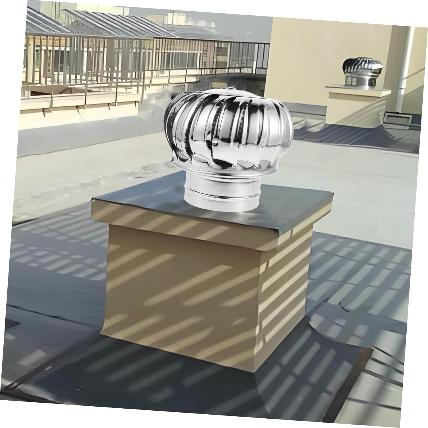 Chimney Vent Hood Stainless Steel Rotating Wind Turbine Rainproof for Roofs and Chimneys Efficient Weather Resistant Exhaust Cap for Indoor Air Quality