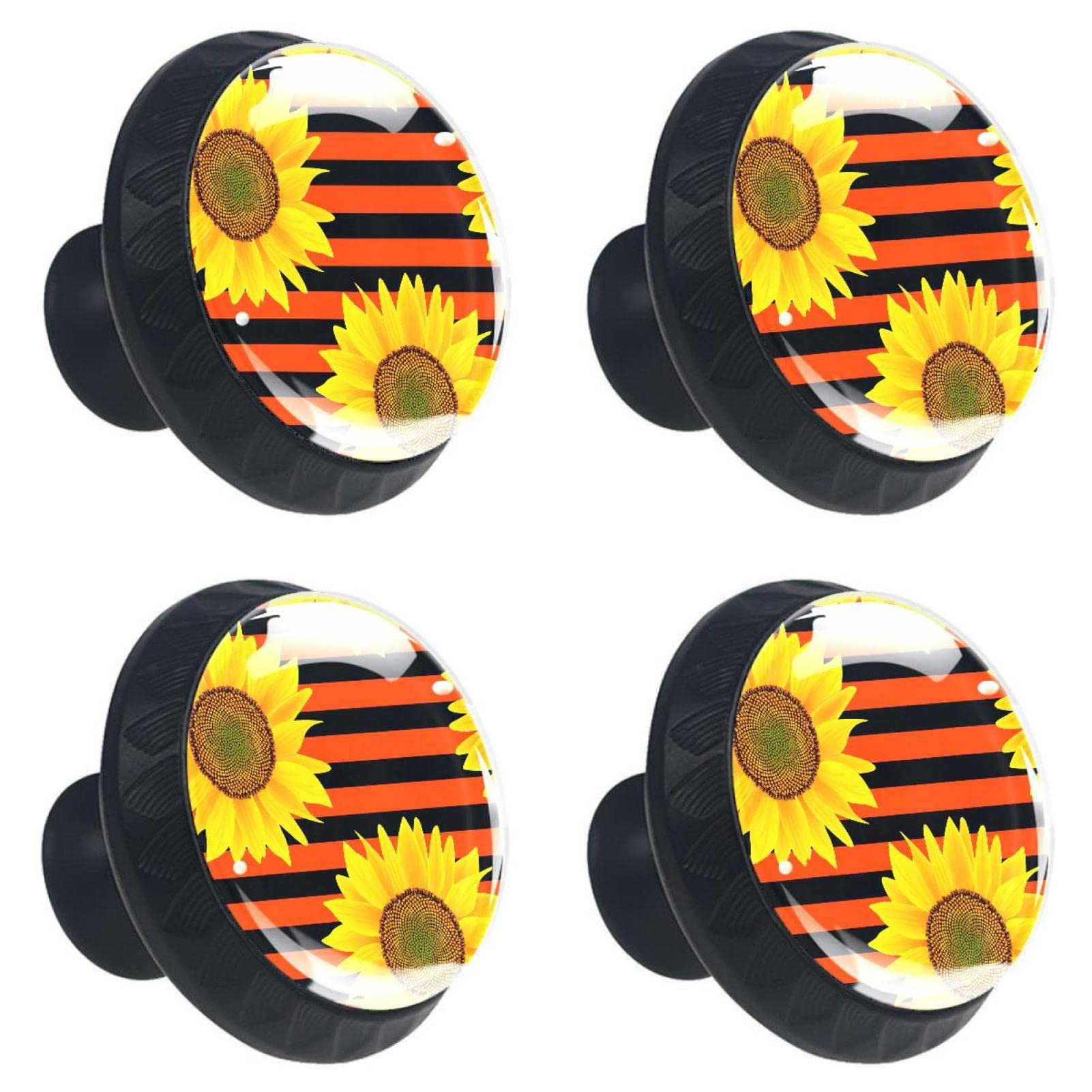 Boutons de porte de placard style tournesol rouge et noir pour relooker vos meubles de cuisine
