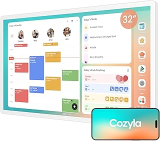 Cozyla Digital Calendar+ 2: 32 inch Wall Planner Touch Screen Chore Chart Customize Dashboard Smart Electronic Calendar for Family Schedules Meal Planner Support Any Google Play App Wall Mount White