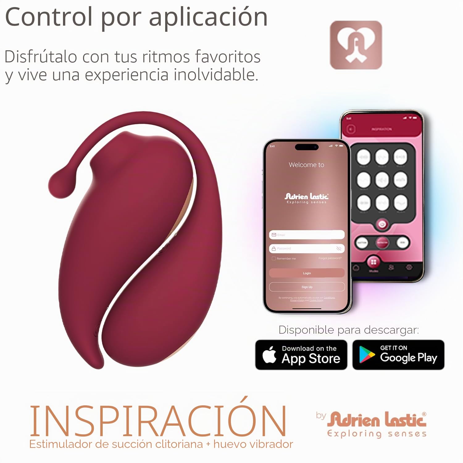 Adrien Lastic Inspiration 2-in-1 Succión Clitoral + Huevo Vibrador - Control App, IPX7, Dual Motor